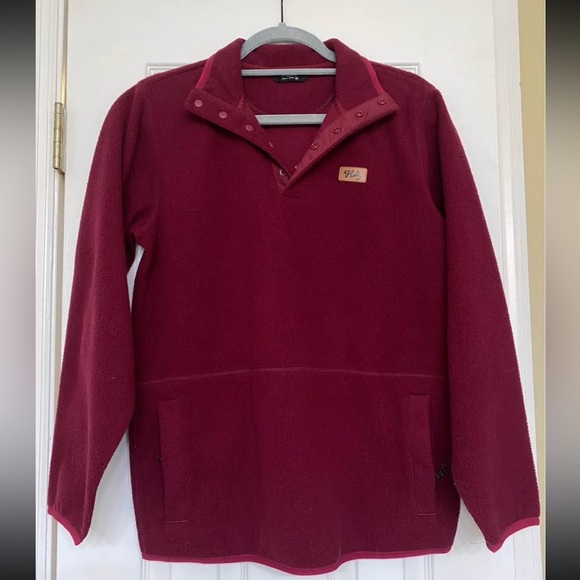 NWOT Huk Burgundy fleece mock-neck Cannel Popover - Picture 1 of 2